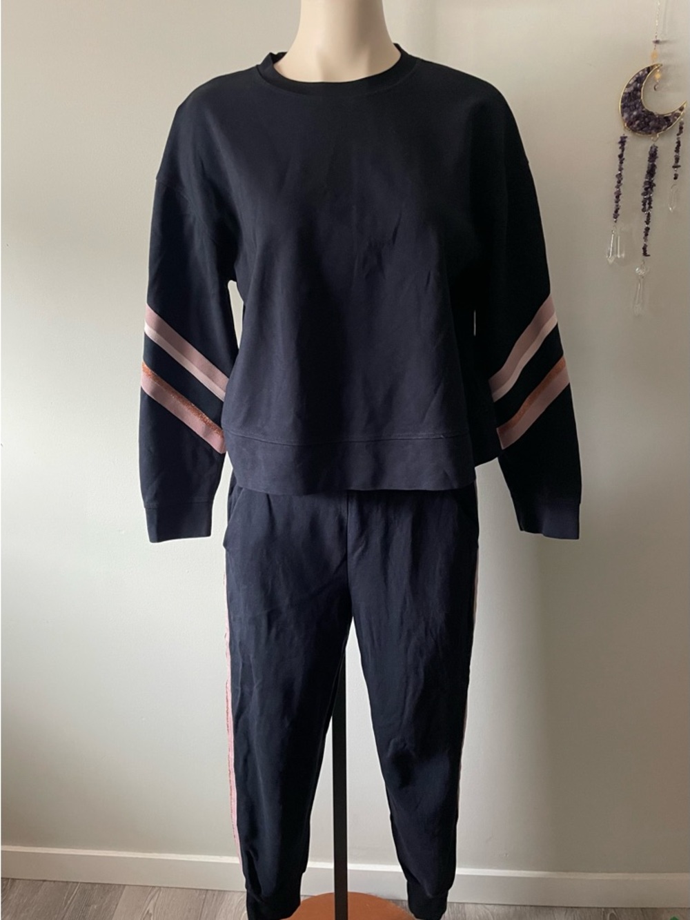 Ted Baker Matching Activewear Lounge Set Sweatshirt Jogger Blue Pink Size 2